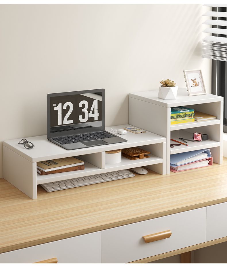 Ergonomic Monitor Riser Stand with Keyboard Storage Tray