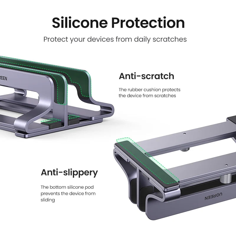 UGREEN Dual Slot Adjustable Vertical Aluminum Laptop Stand Holder