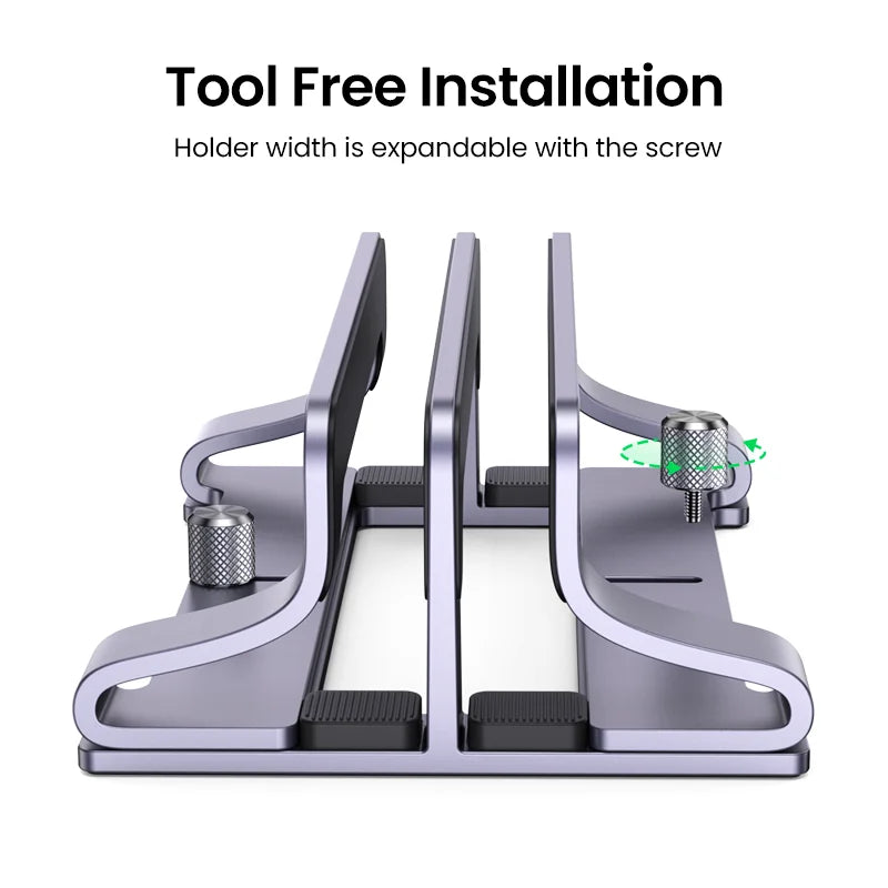 UGREEN Dual Slot Adjustable Vertical Aluminum Laptop Stand Holder
