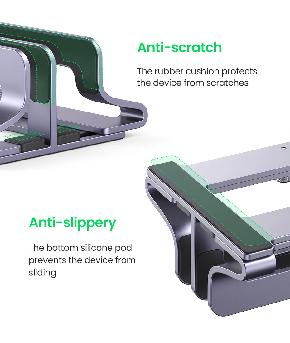 UGREEN Dual Slot Adjustable Vertical Aluminum Laptop Stand Holder