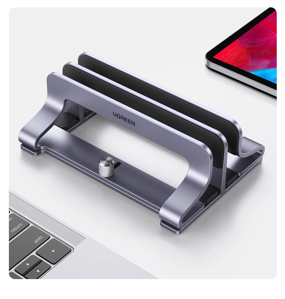 UGREEN Dual Slot Adjustable Vertical Aluminum Laptop Stand Holder
