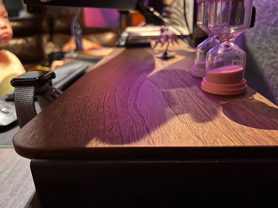 Ergonomic Modular Walnut & Aluminum Monitor Riser with Cable Management