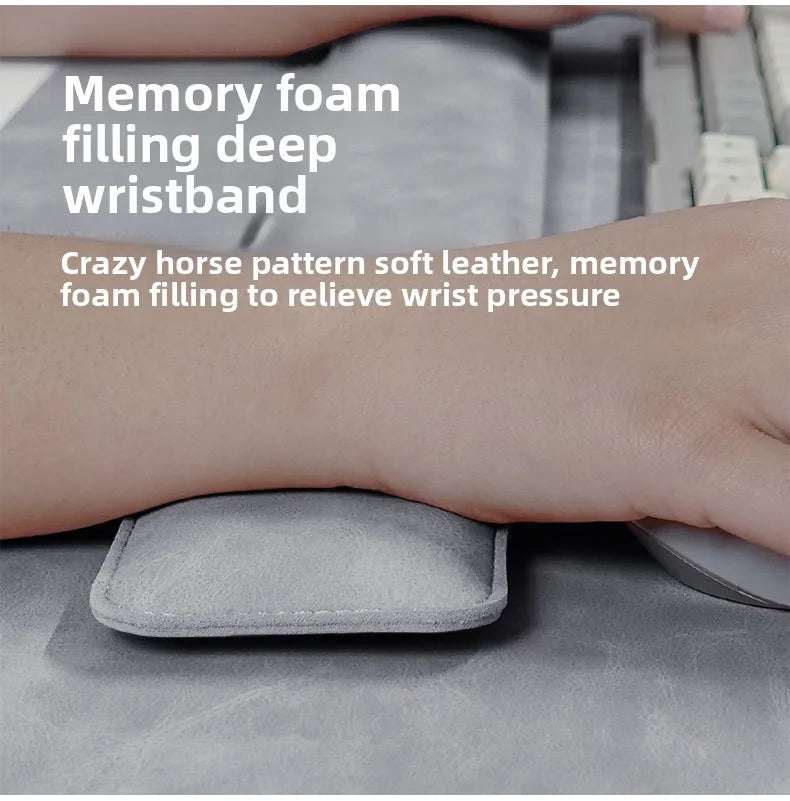 Waterproof PU Leather Desk Mat & Wrist Support Cushion Set