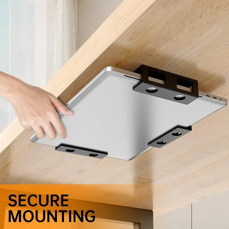 Under-Desk Metal Laptop & Mac Mini Mount Shelf Bracket