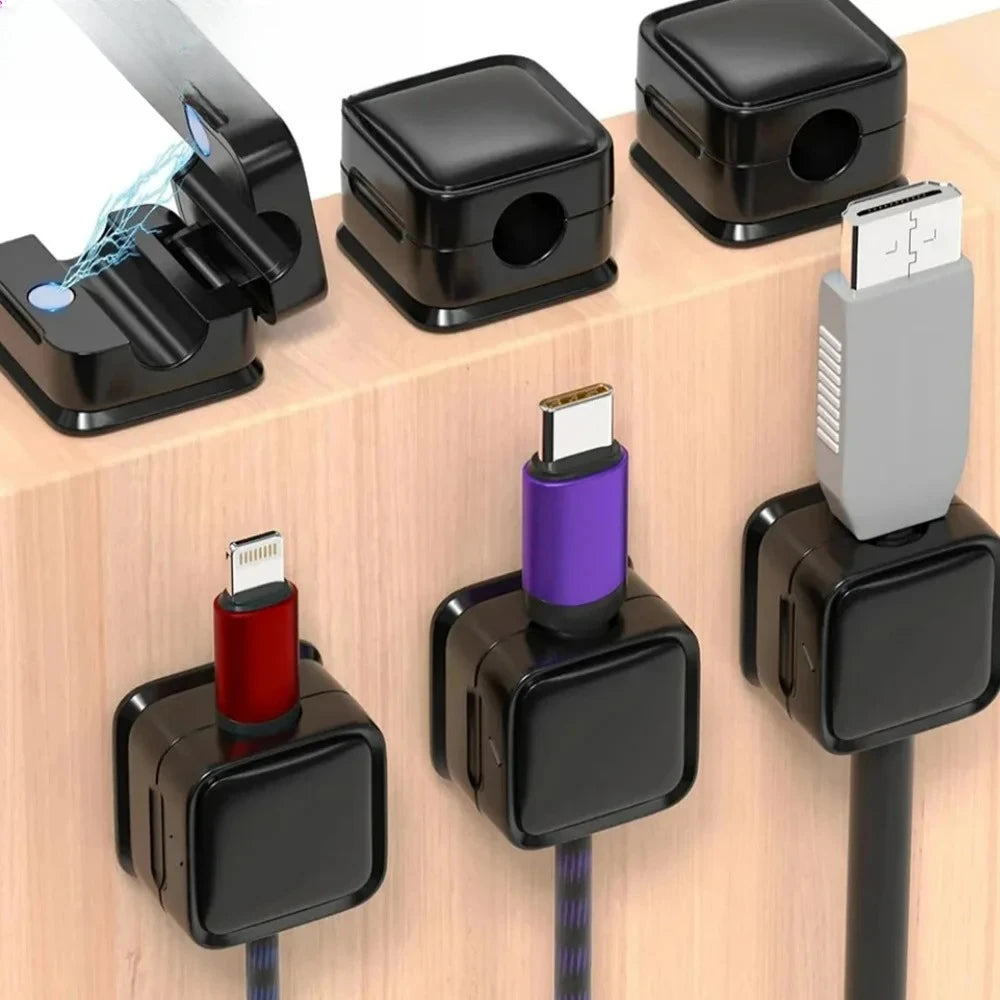 Magnetic Under-Desk Cable Clips & Cord Organizer Keepers