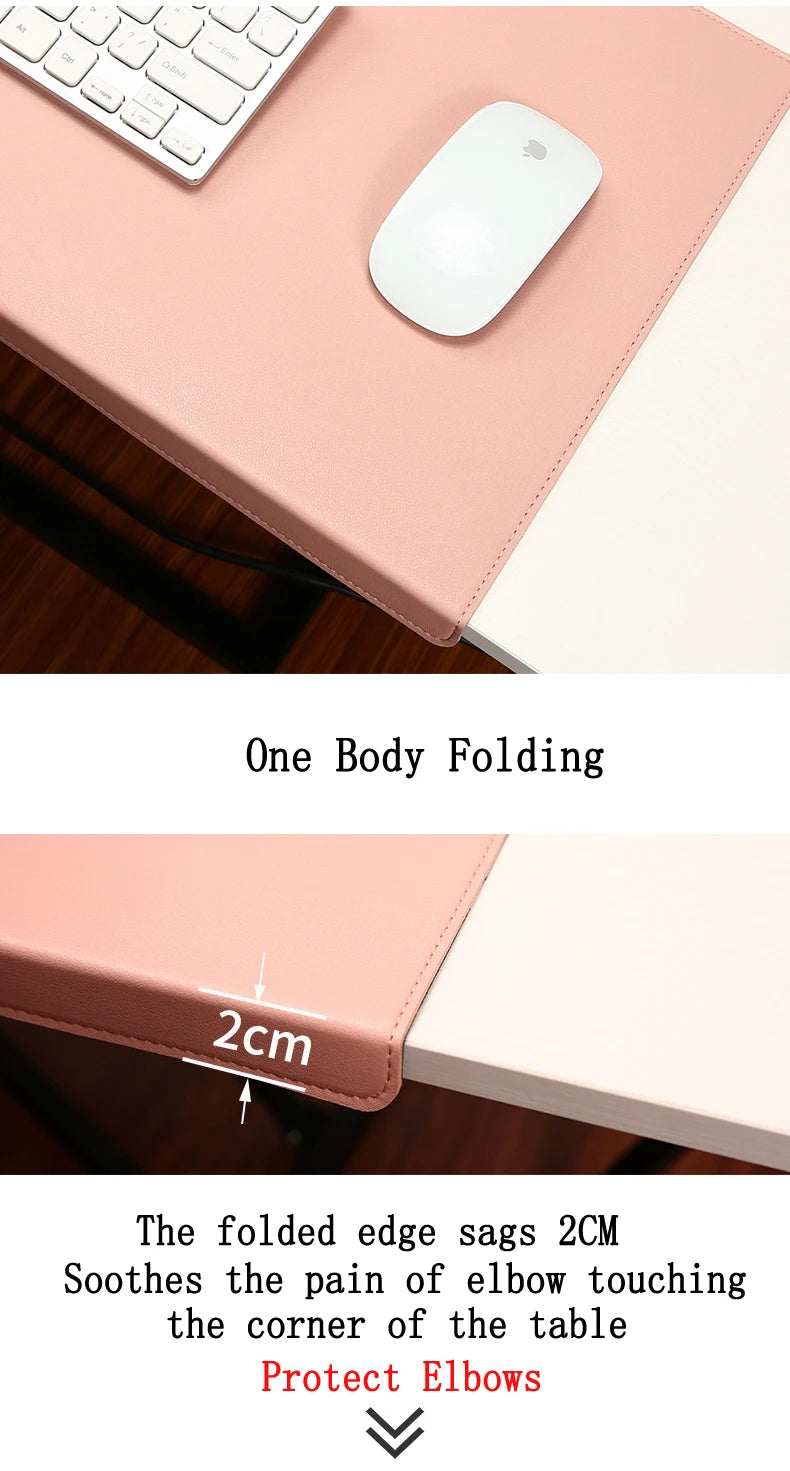 Folding Wrist & Elbow Guard PU Leather Desk Mat Mouse Pad