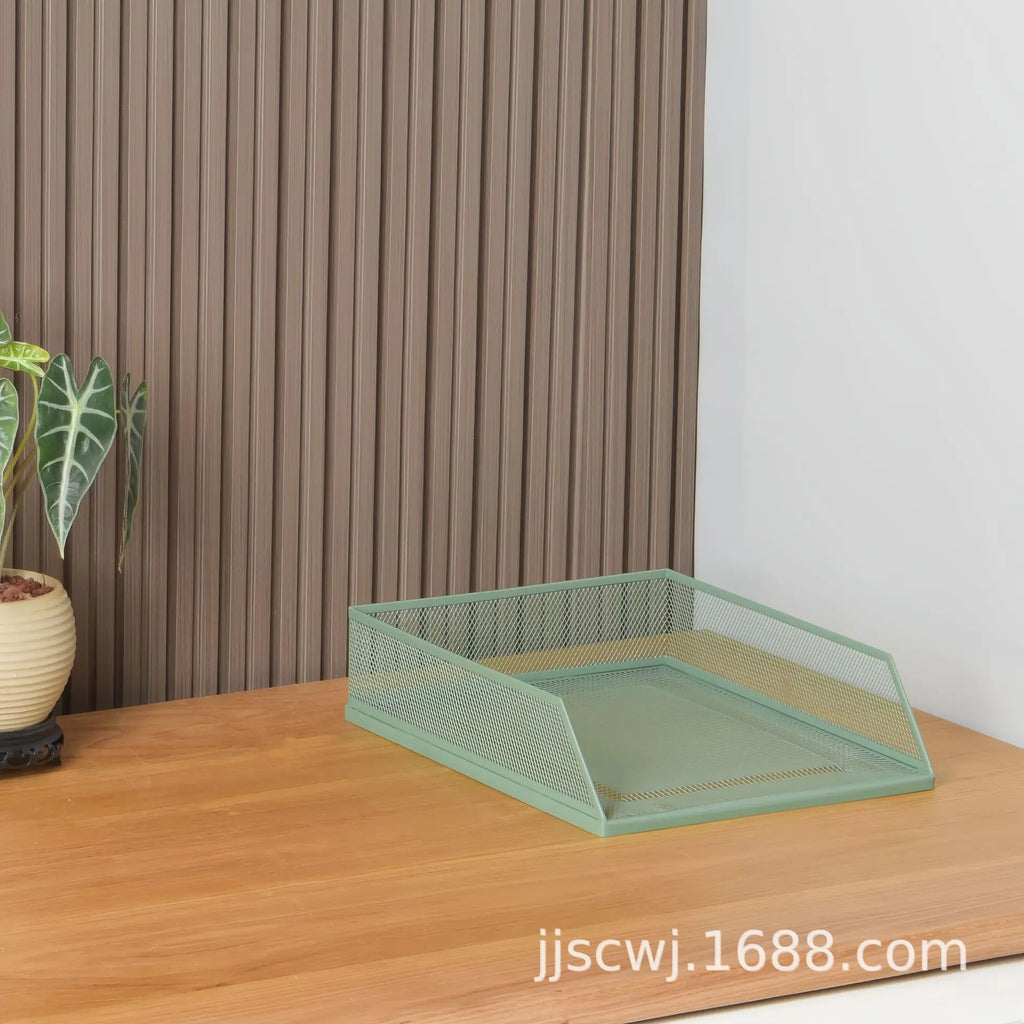 Wrought Iron Multi-Layer Stacked File Tray Desktop Storage Rack