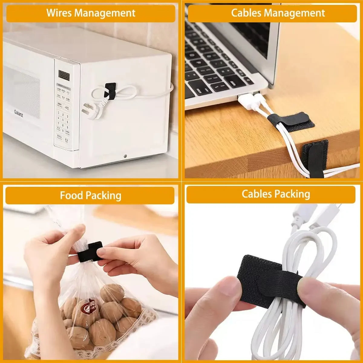 Reusable Self-Adhesive Cable Management Straps - Nylon Wire Ties