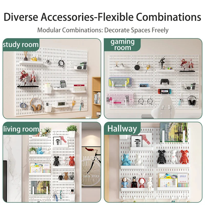 Drill-Free Wall Mount Pegboard Storage Organizer System