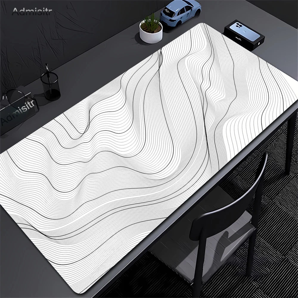 Abstract Black & White Strata Liquid XXL Extended Gaming Desk Mat