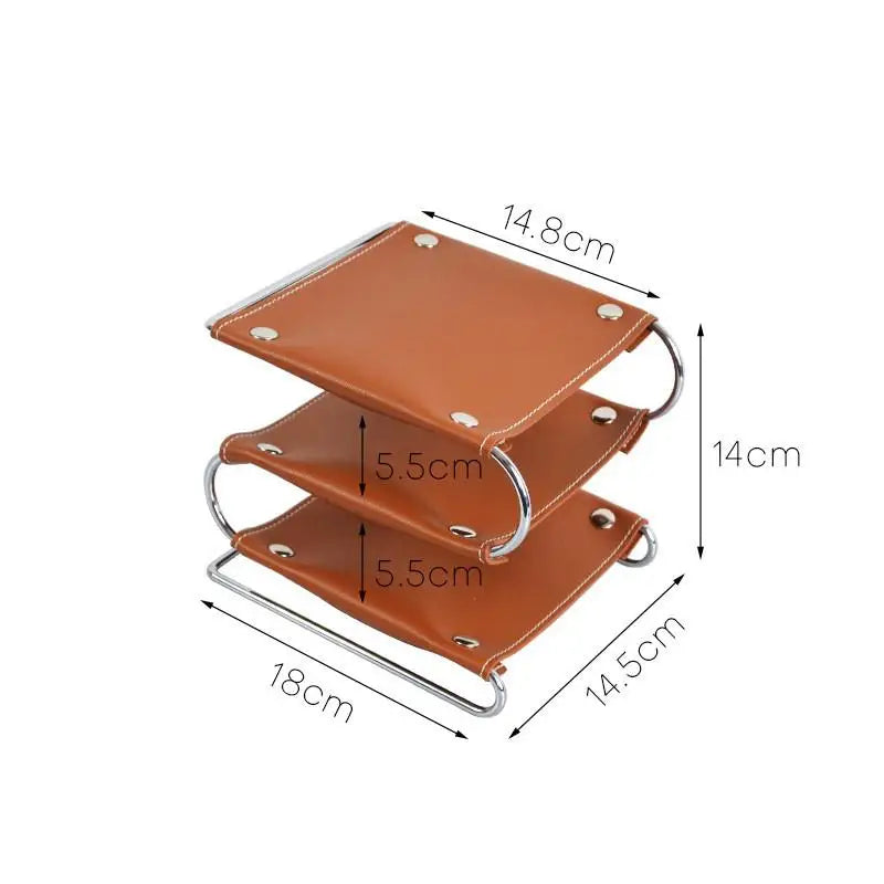 Nordic Iron & Leather Desktop Storage Tray Box Organizer