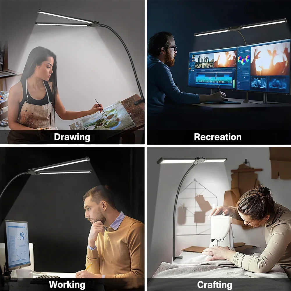 Double-Head LED Monitor Desk Lamp - Dimmable Eye Care Light Bar