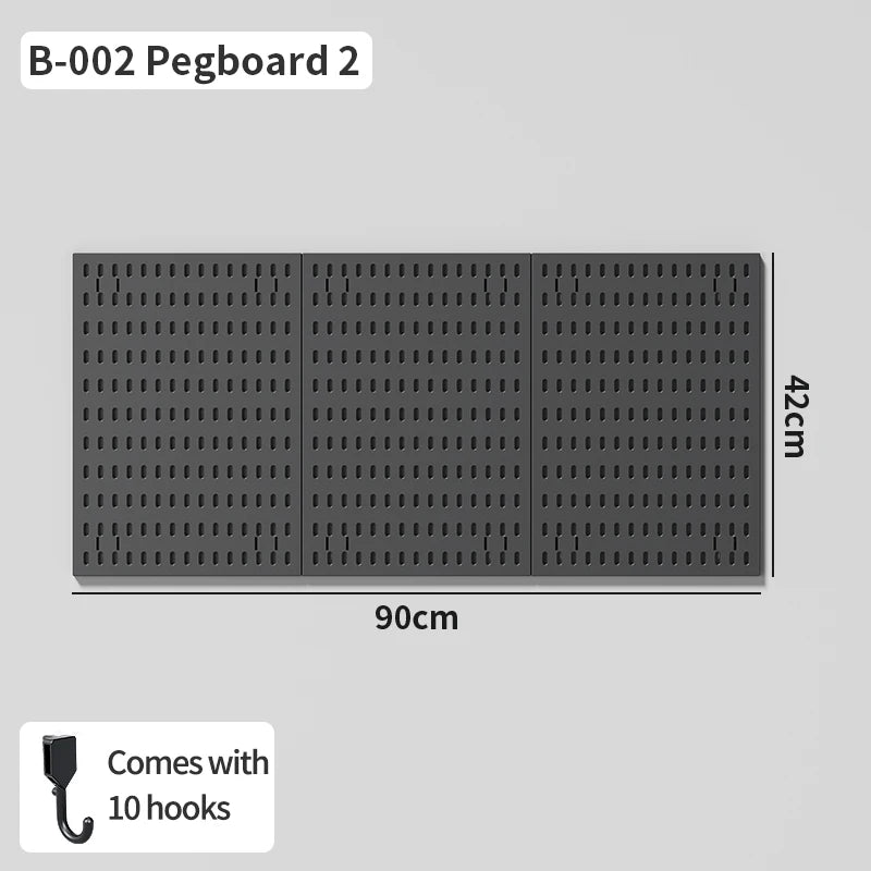 Drill-Free Wall Mount Pegboard Storage Organizer System