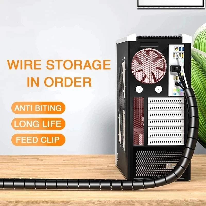Flexible Spiral Cable Management Sleeve & Wire Tube Organizer