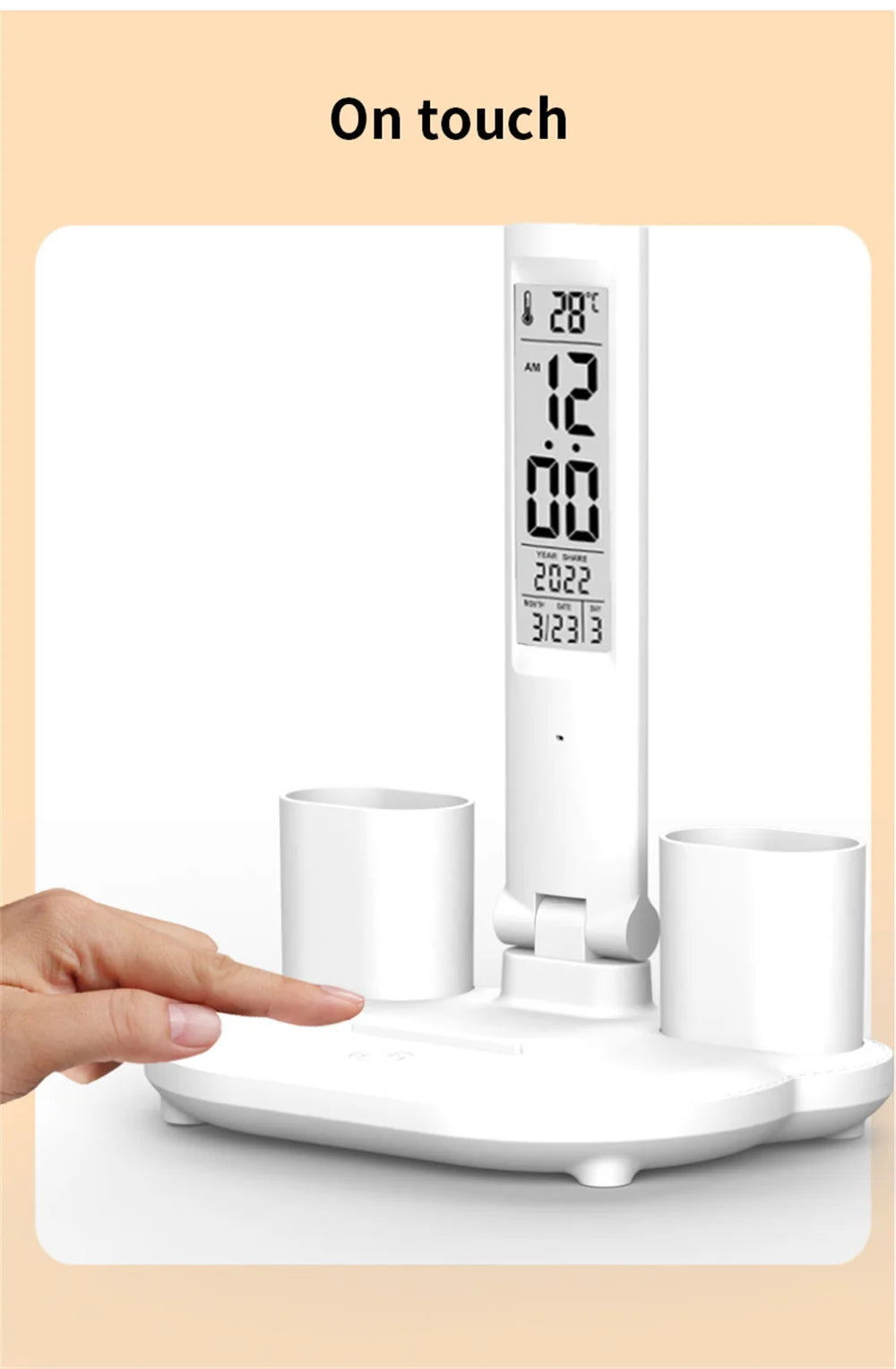 Touch-Dimmable LED Desk Lamp with Clock Calendar & Temperature Display