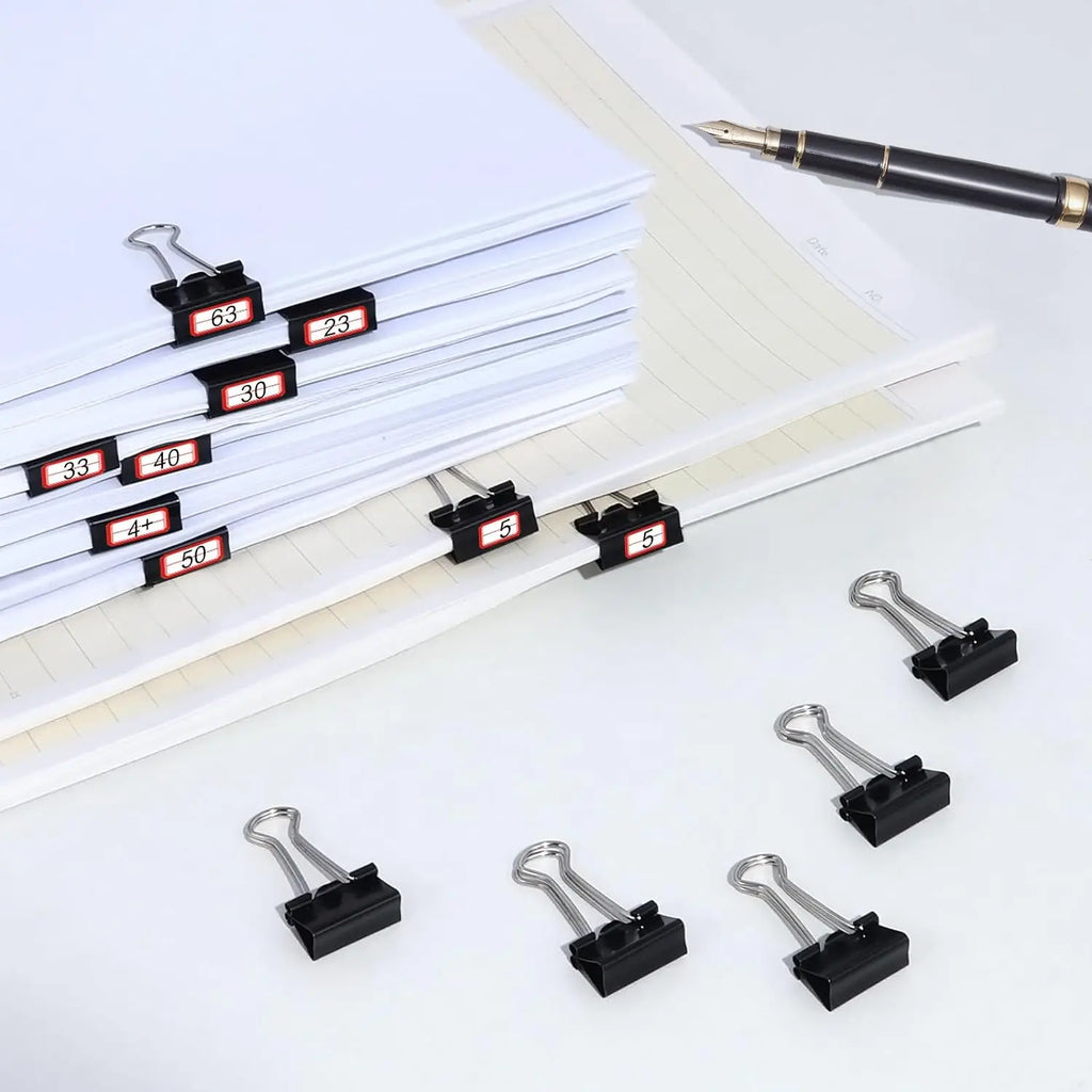 50-Pack Mini 15mm Black Binder Clips - Office Paper Supplies