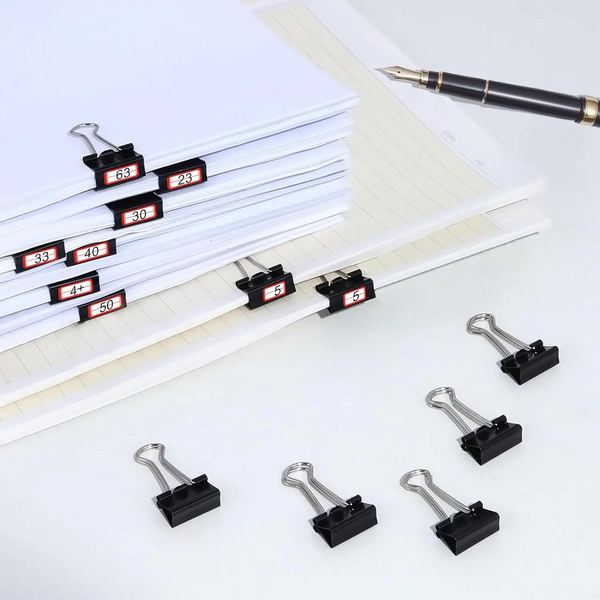 50-Pack Mini 15mm Black Binder Clips - Office Paper Supplies