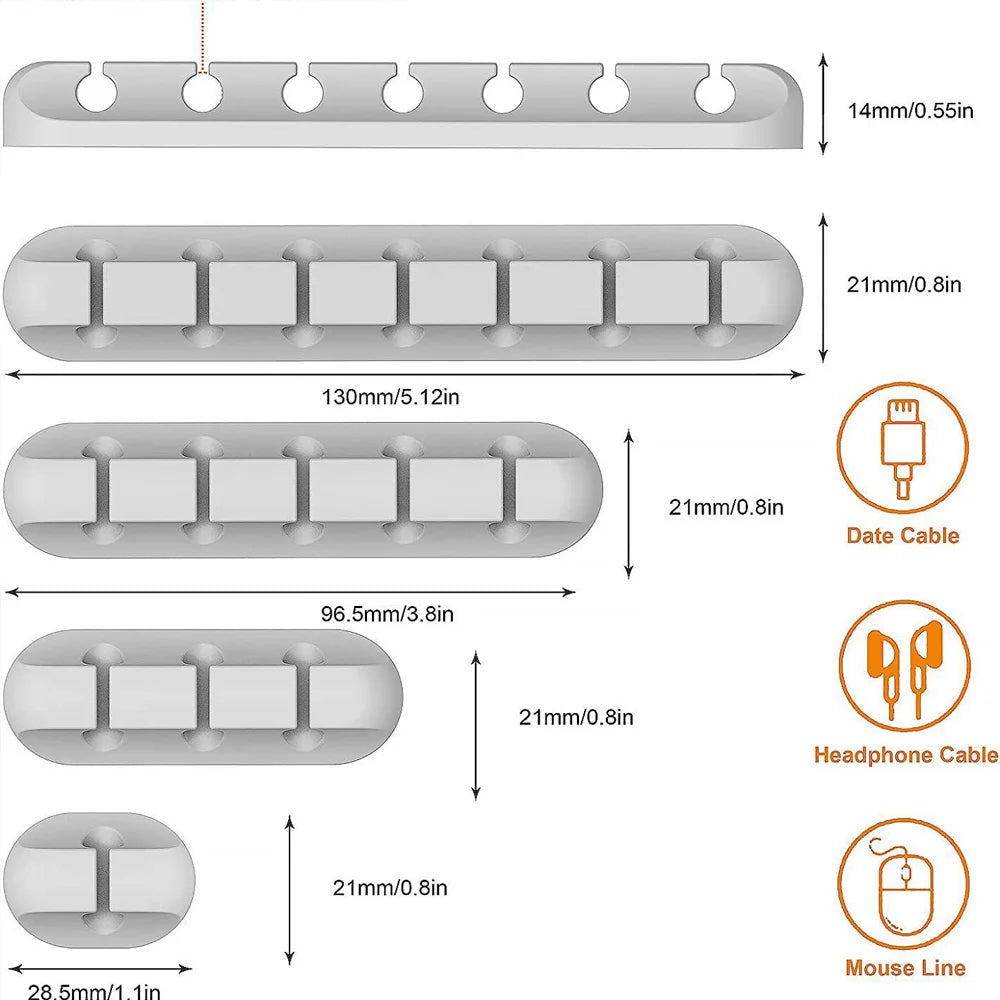 Self-Adhesive Desktop Cable Management Clips Cord Organizers