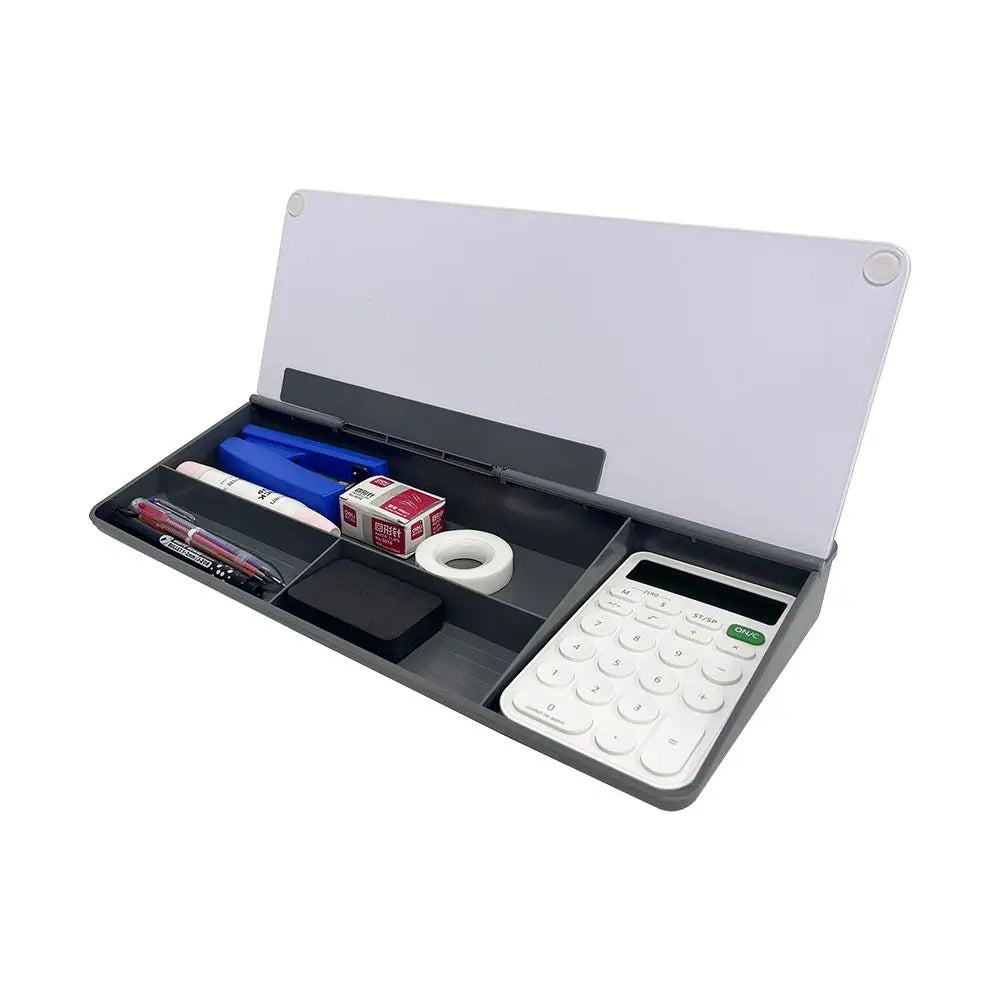 Tempered Glass Desk Whiteboard with Storage Drawer & Memo Board