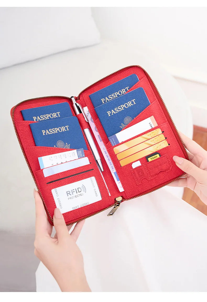 Multi-Functional RFID Blocking Passport & Travel Document Organizer Wallet