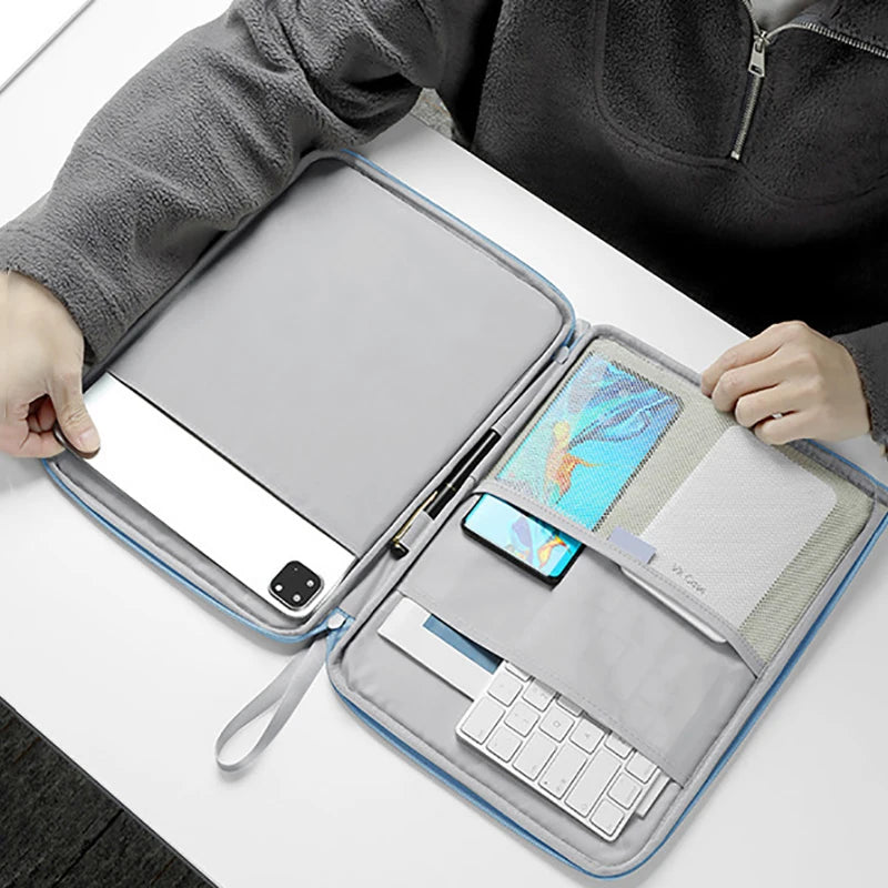 PU Leather Tablet Handbag Pouch – Shockproof Sleeve with Wrist Strap for iPad Air, Samsung & More (10.9" & 12.9")
