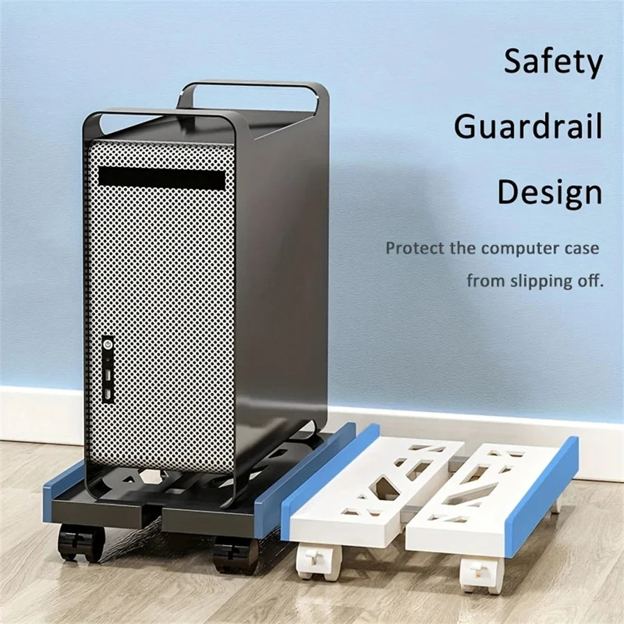 Adjustable Mobile PC Tower CPU Stand with Wheels - Rolling Under-Desk Holder