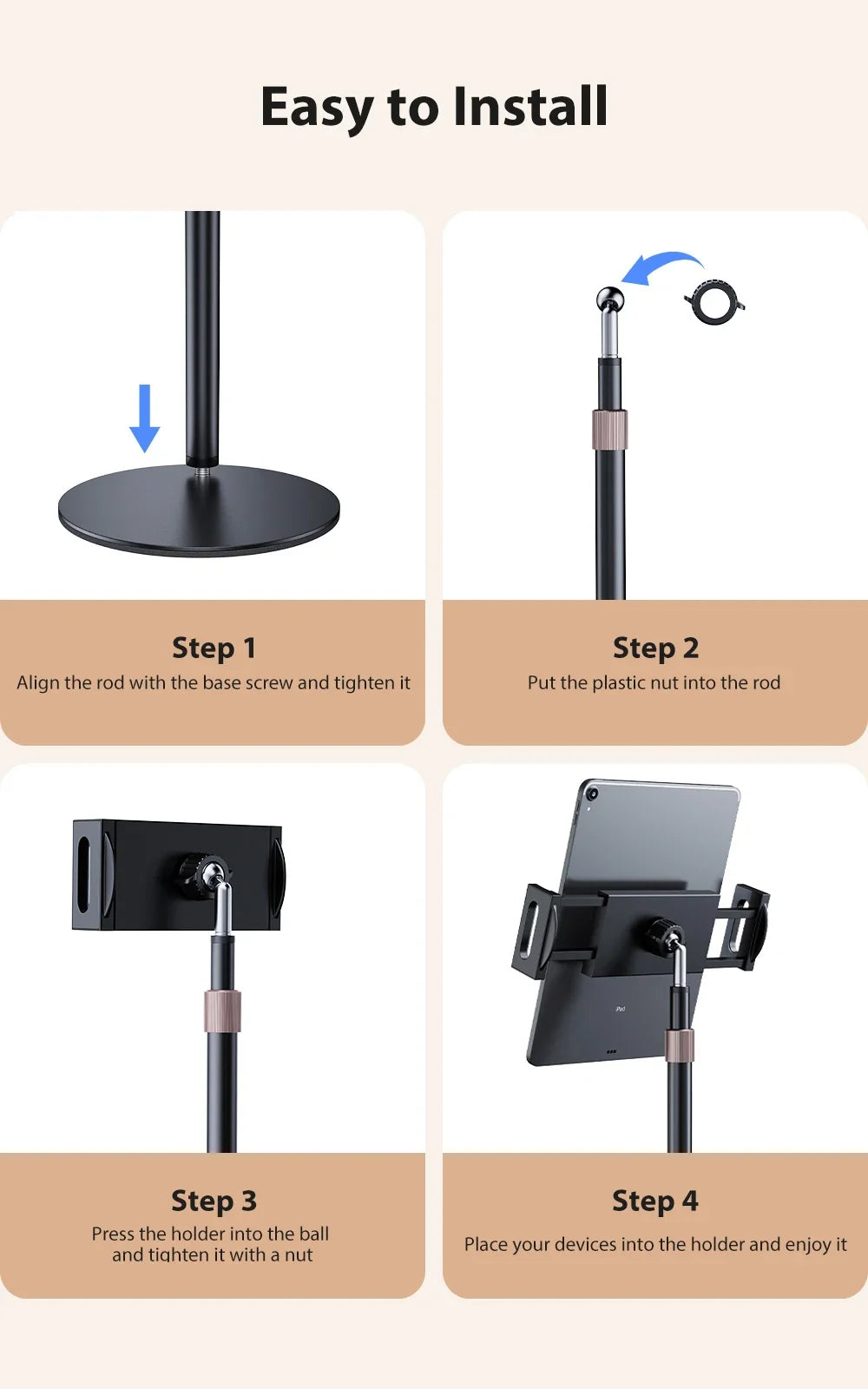 Height-Adjustable Portable Monitor & Tablet Bracket Stand