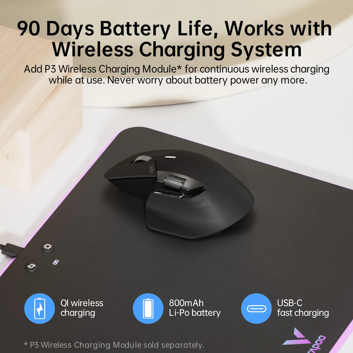 Rapoo MT760 Multi-Mode Ergonomic Wireless Mouse - 4000 DPI