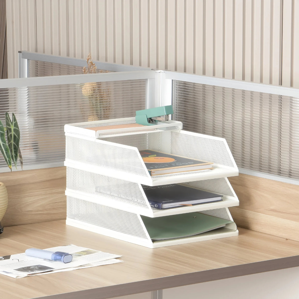 Wrought Iron Multi-Layer Stacked File Tray Desktop Storage Rack