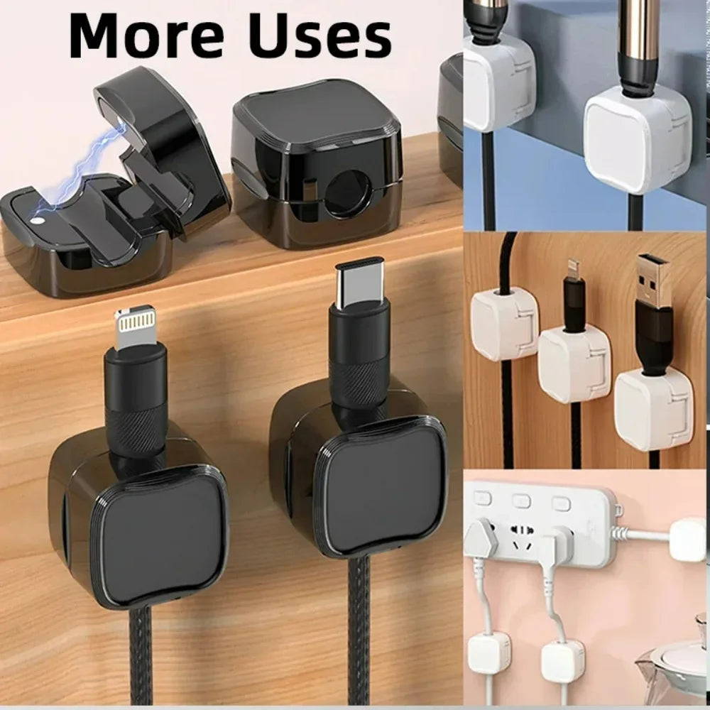 Magnetic Under-Desk Cable Clips & Cord Organizer Keepers