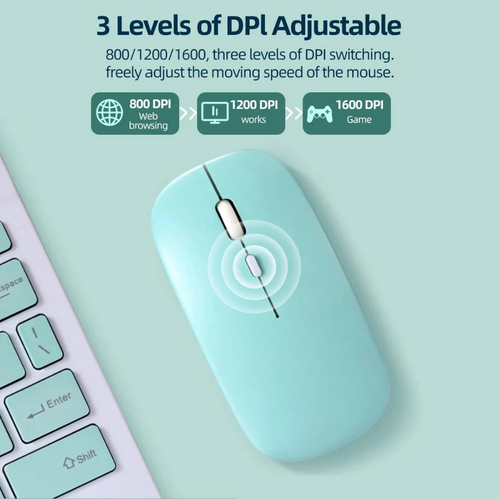 Silent Bluetooth & 2.4G Wireless Mouse - Optical Portable Mouse