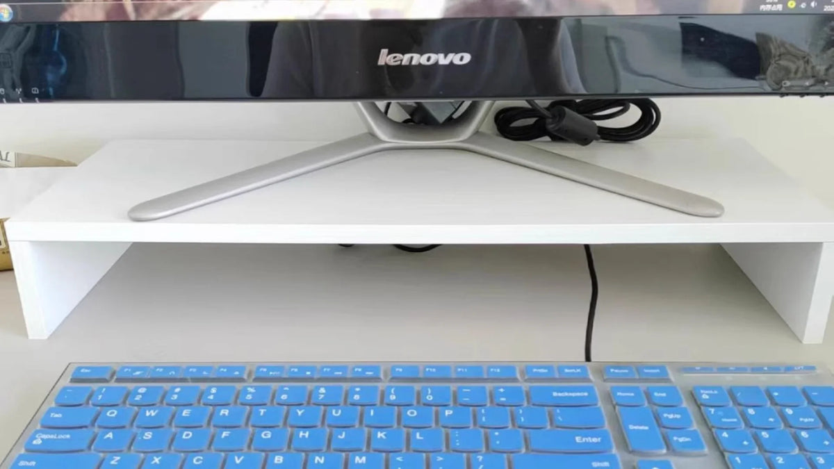 Wooden Desktop Monitor Riser Stand with Storage Shelf