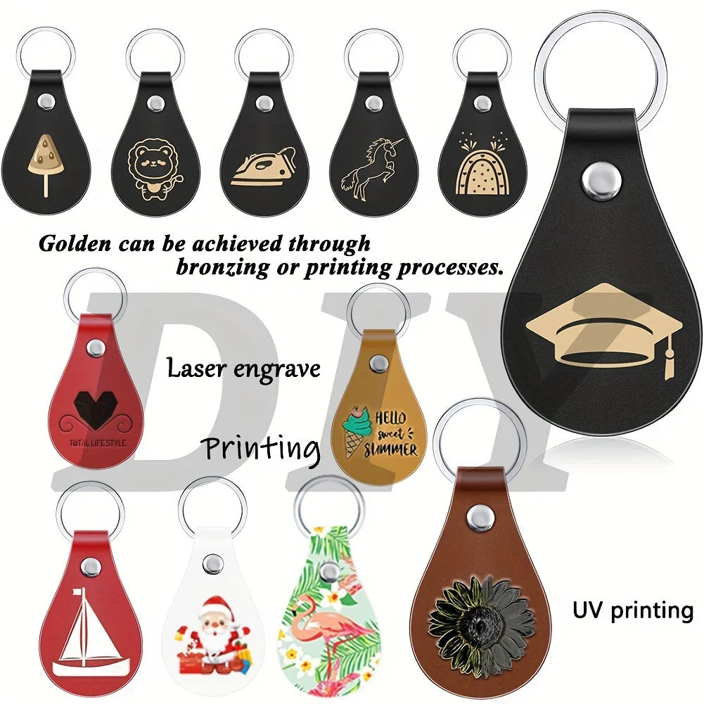 PU Leather Key Fob Blanks – 10-Pack | Laser Engraving Keychains for Gifts & Crafting