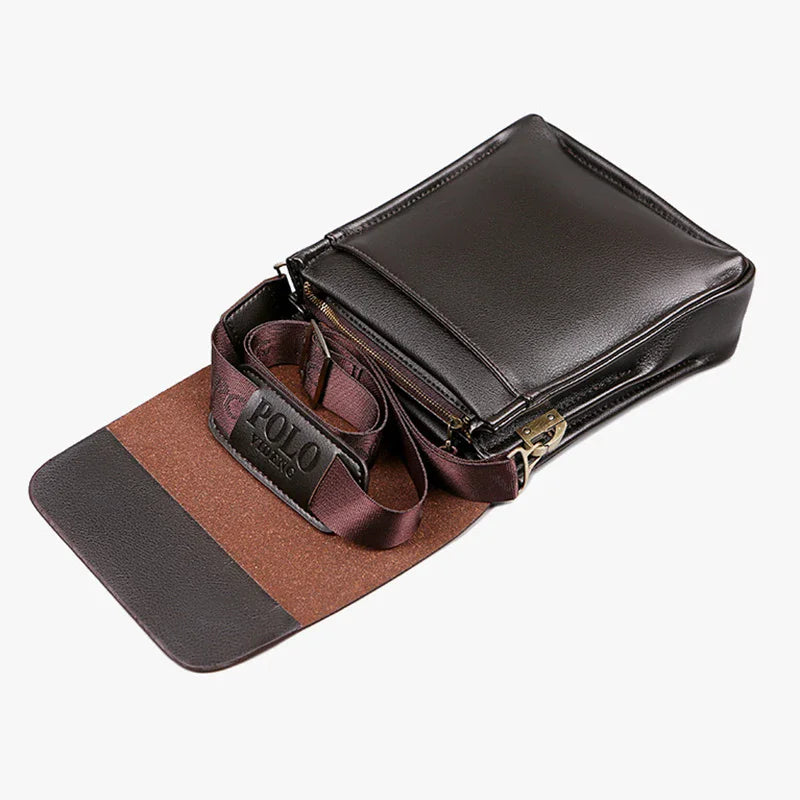 Men's Vertical PU Leather Crossbody Satchel Bag