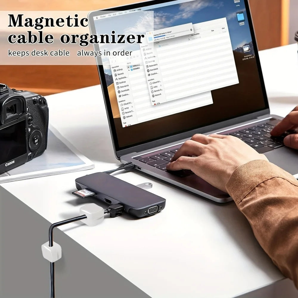 Magnetic Under-Desk Cable Clips & Cord Organizer Keepers