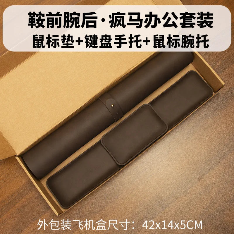 Waterproof PU Leather Desk Mat & Wrist Support Cushion Set