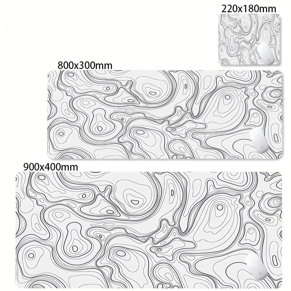 Abstract Black & White Strata Liquid XXL Extended Gaming Desk Mat