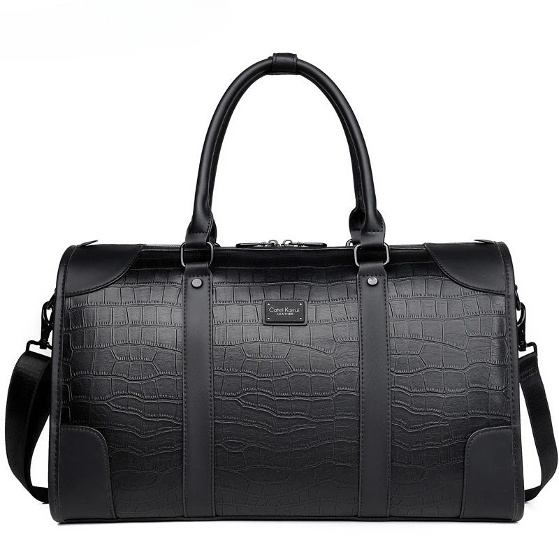 Men's Alligator-Embossed PU Leather Business Duffle Bag