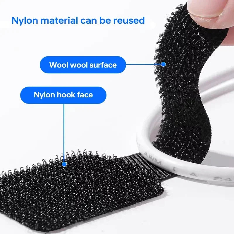 Reusable Self-Adhesive Cable Management Straps - Nylon Wire Ties