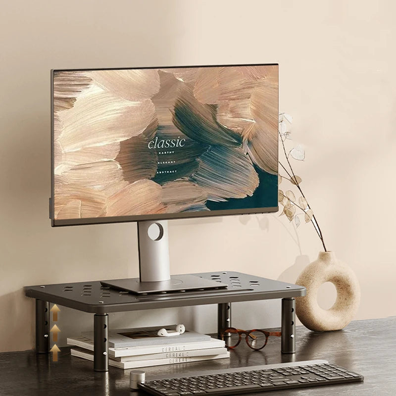 Adjustable Monitor Riser Stand with Storage Organizer Shelf