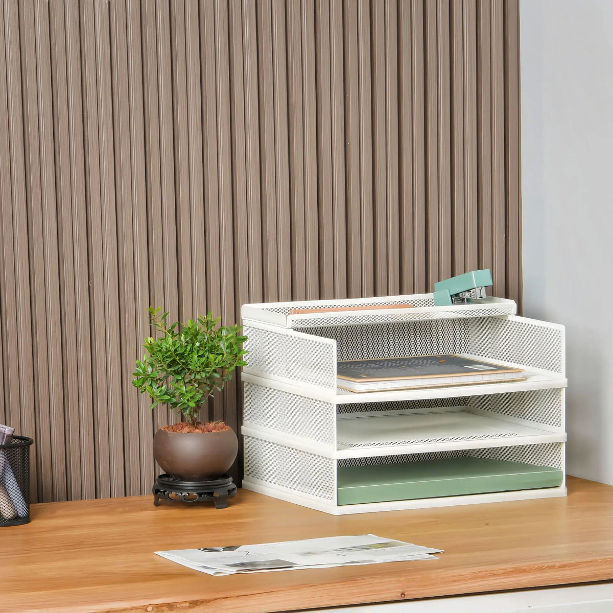Wrought Iron Multi-Layer Stacked File Tray Desktop Storage Rack