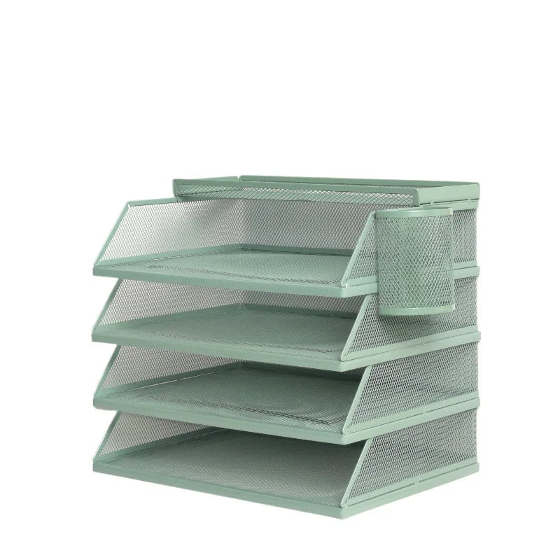 Wrought Iron Multi-Layer Stacked File Tray Desktop Storage Rack