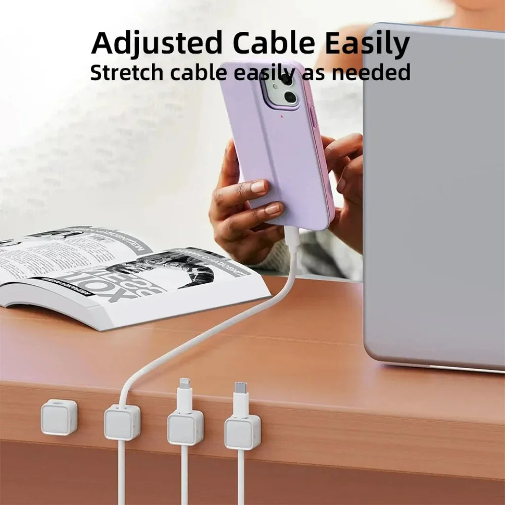 Magnetic Under-Desk Cable Clips & Cord Organizer Keepers