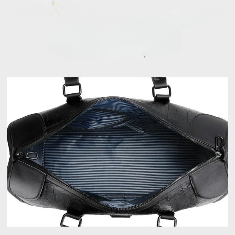 Men's Alligator-Embossed PU Leather Business Duffle Bag