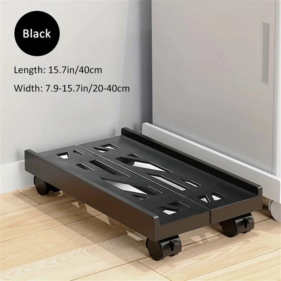 Adjustable Mobile PC Tower CPU Stand with Wheels - Rolling Under-Desk Holder
