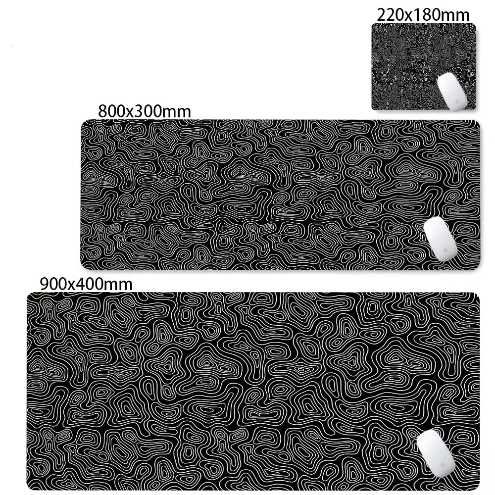 Abstract Black & White Strata Liquid XXL Extended Gaming Desk Mat