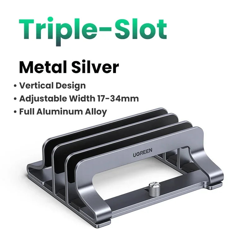UGREEN Dual Slot Adjustable Vertical Aluminum Laptop Stand Holder