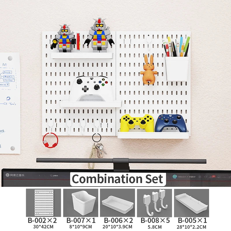 Modular Gaming Room Wall Pegboard Organizer for Controllers & Keyboards