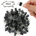 50-Pack Mini 15mm Black Binder Clips - Office Paper Supplies