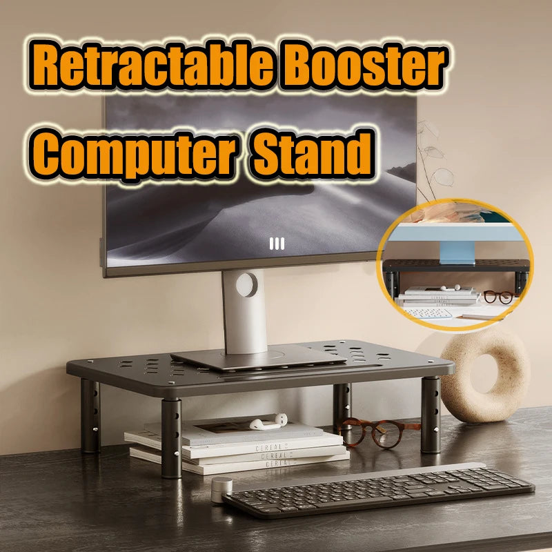 Adjustable Monitor Riser Stand with Storage Organizer Shelf